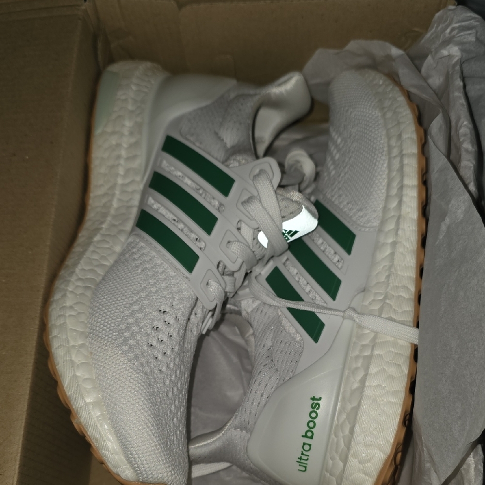 Adidas Ultraboost White with Green Stripes